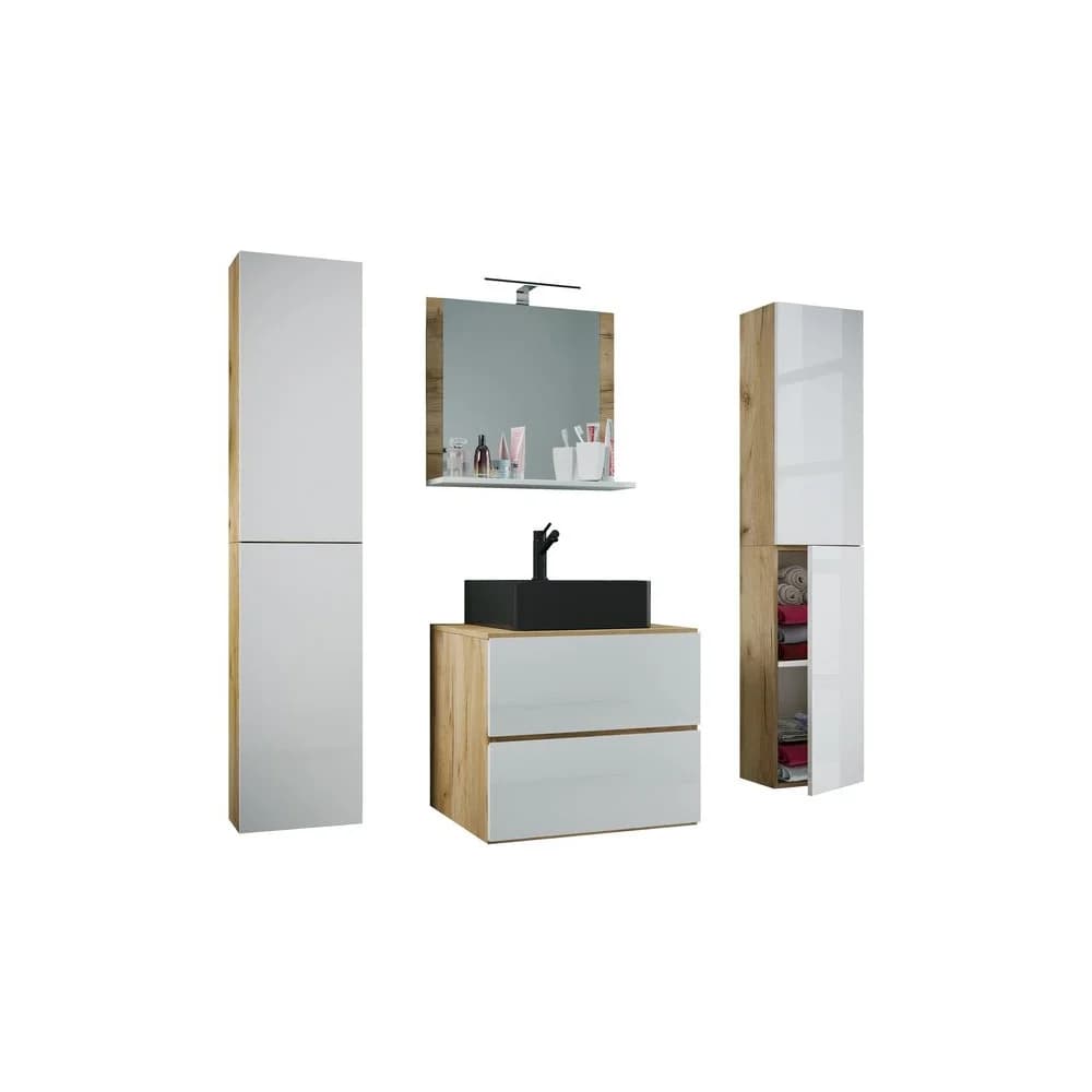 VCM Waschtisch 5-tlg Waschtisch Badmöbel 60cm Lendas XL Schublade (5-St) weiß