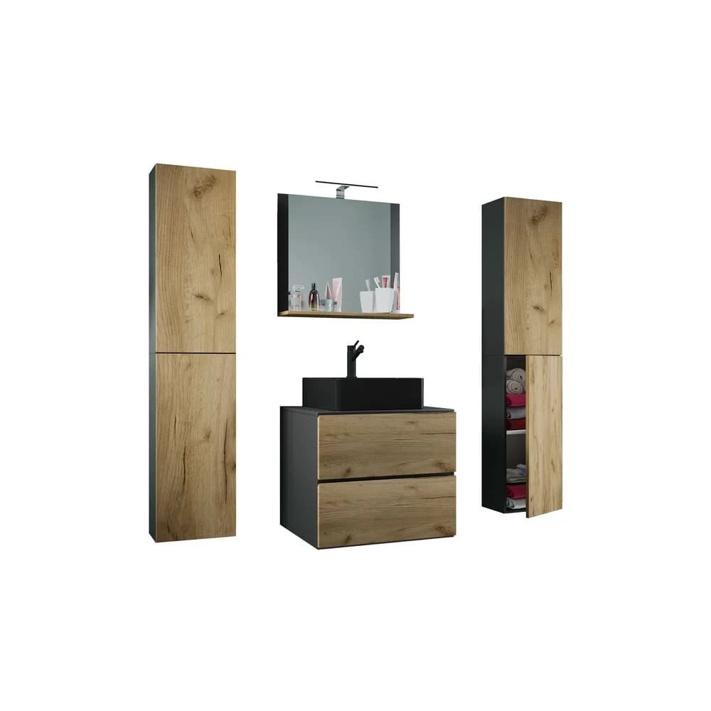 VCM Waschtisch 5-tlg Waschtisch Badmöbel 60cm Lendas XL Schublade (5-St) braun