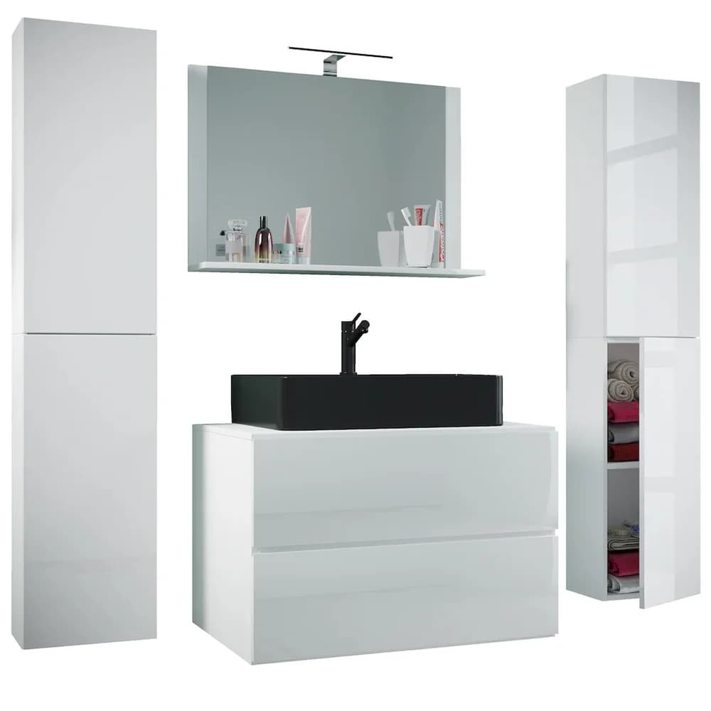 VCM Waschtisch 5-tlg Waschtisch Badmöbel 80cm Lendas XL Schublade (5-St) weiß