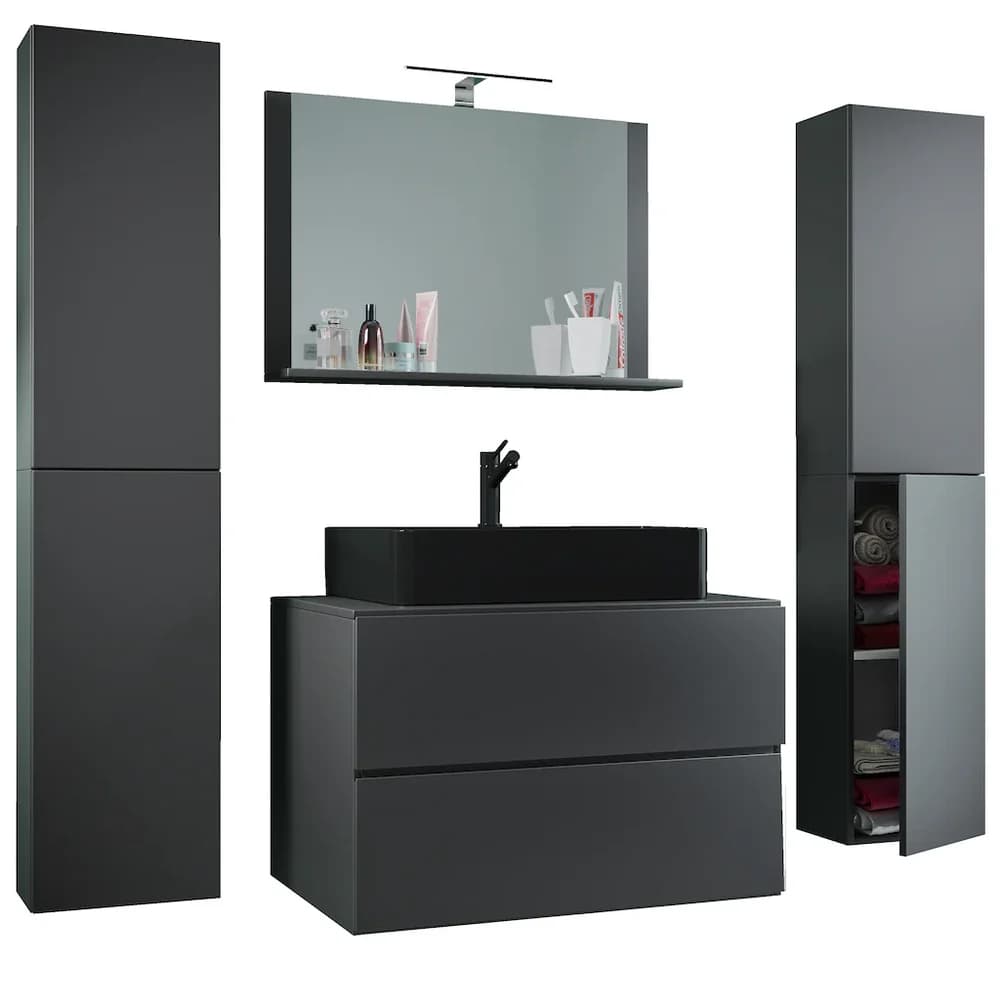 VCM Waschtisch 5-tlg Waschtisch Badmöbel 80cm Lendas XL Schublade (5-St) schwarz