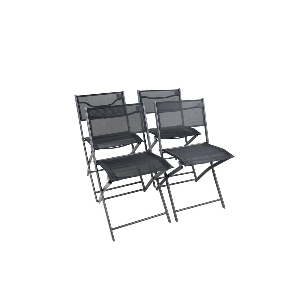 Gartenstuhl 4er-Set , schwarz , Maße (cm): B: 45 H: 79