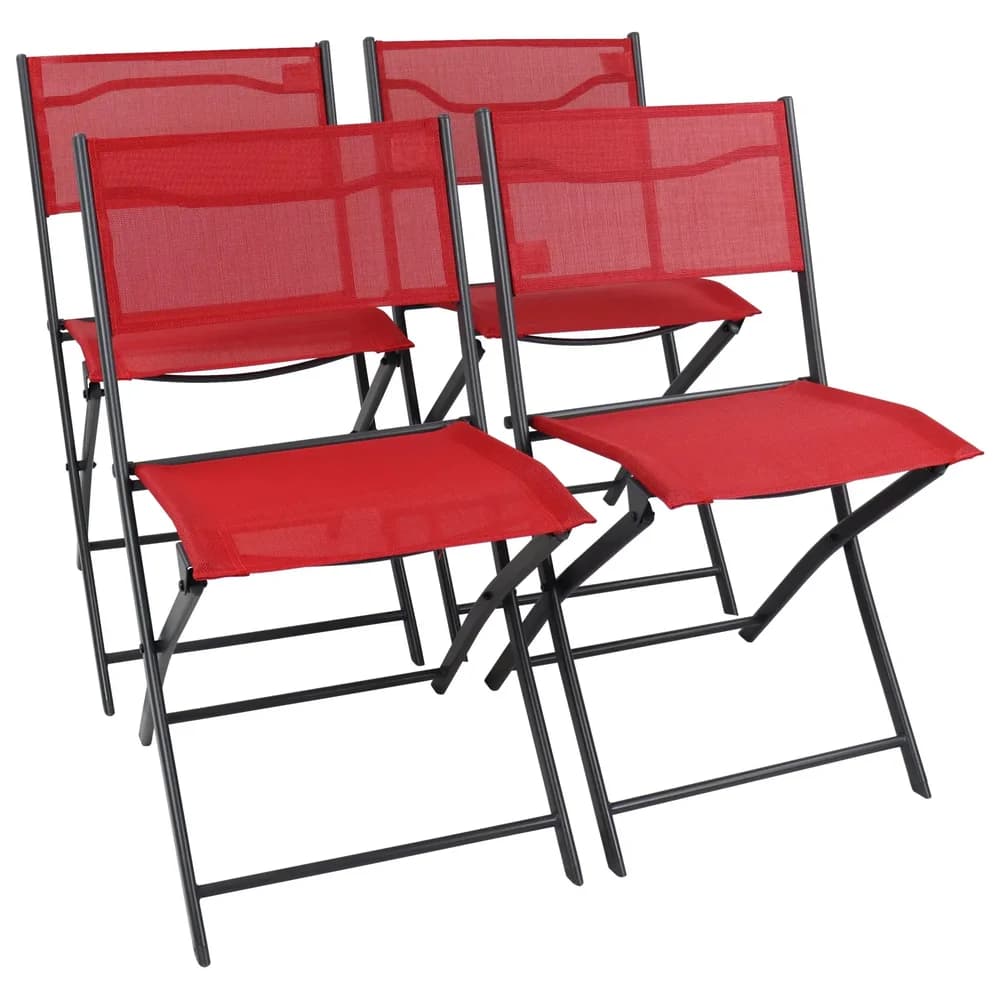 Gartenstuhl 4er-Set , rot , Maße (cm): B: 45 H: 79