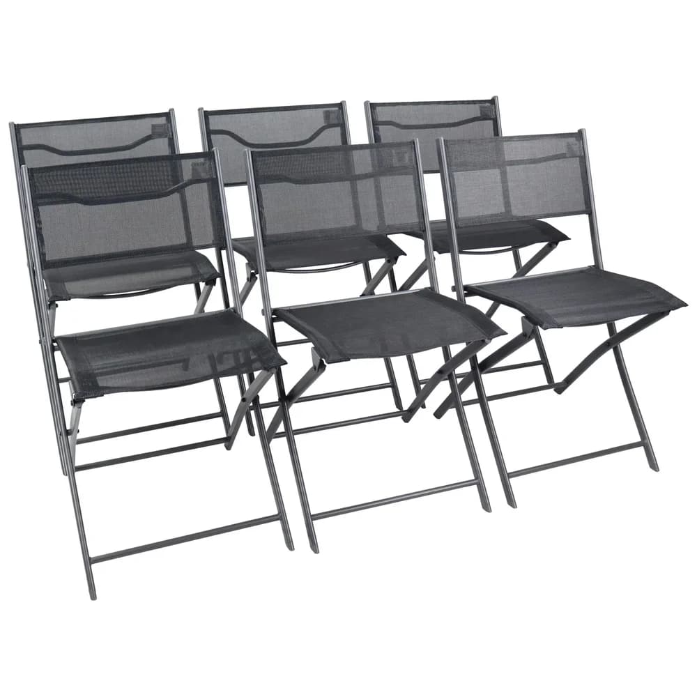 Gartenstuhl 6er-Set , schwarz , Maße (cm): B: 45 H: 79