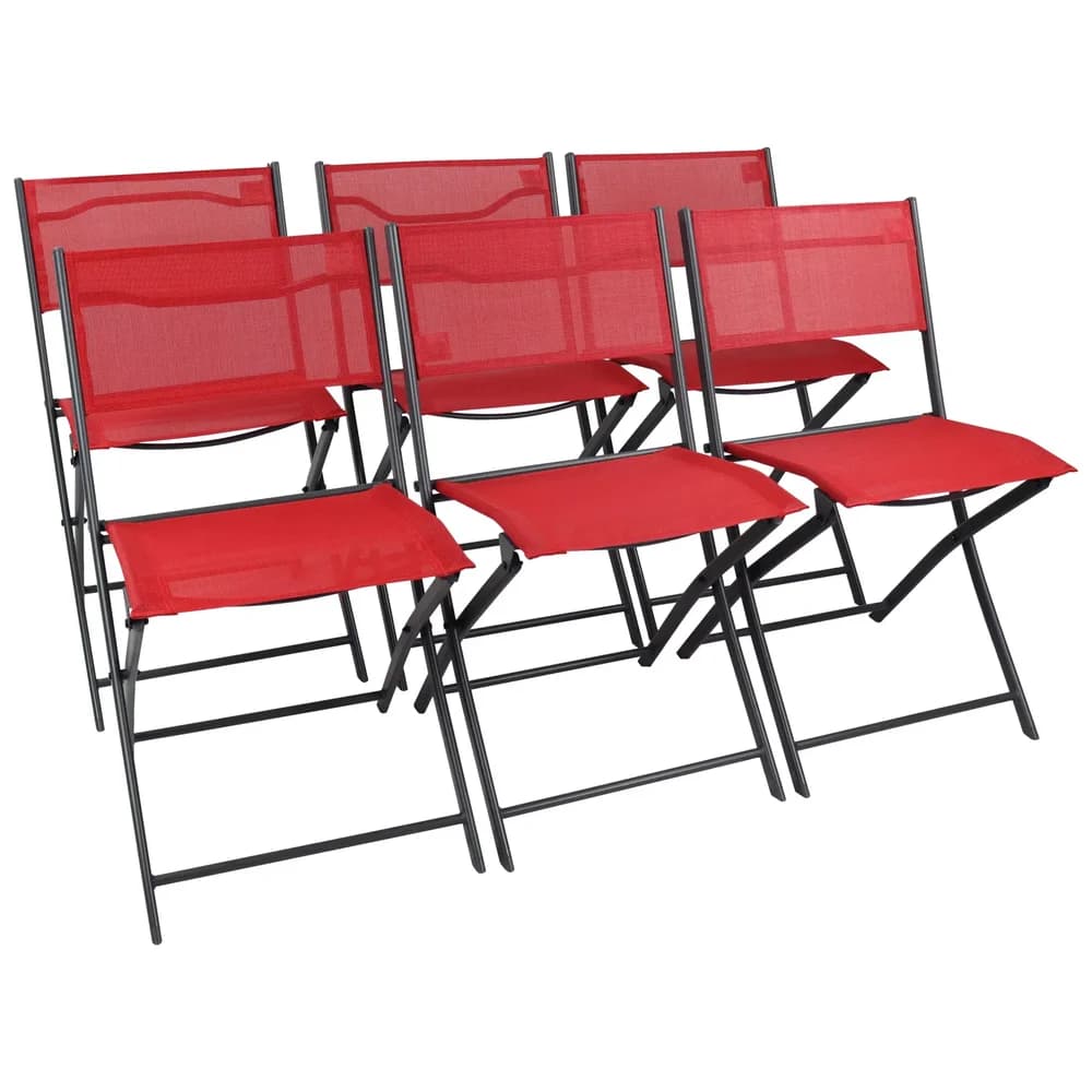 Gartenstuhl 6er-Set , rot , Maße (cm): B: 45 H: 79