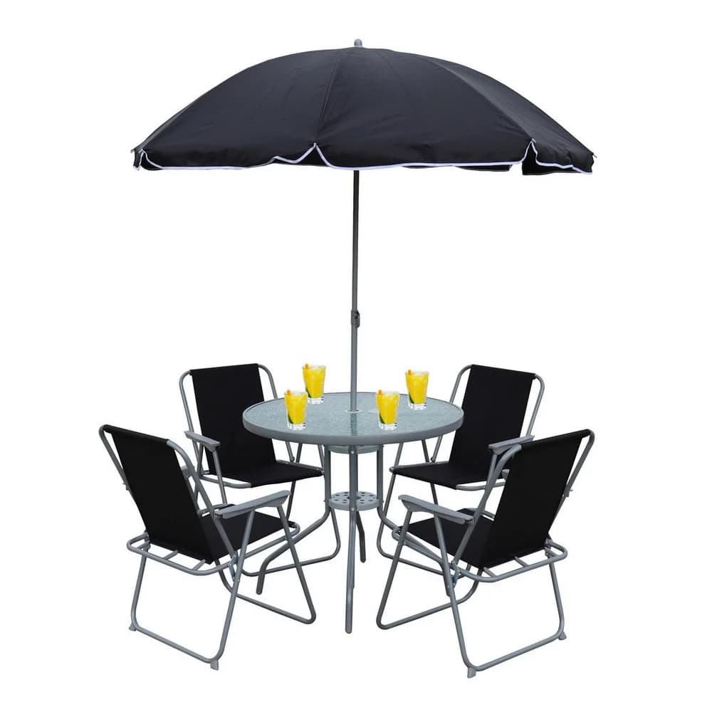 Gartenmöbel 6er-Set , schwarz , Maße (cm): B: 75 H: 74