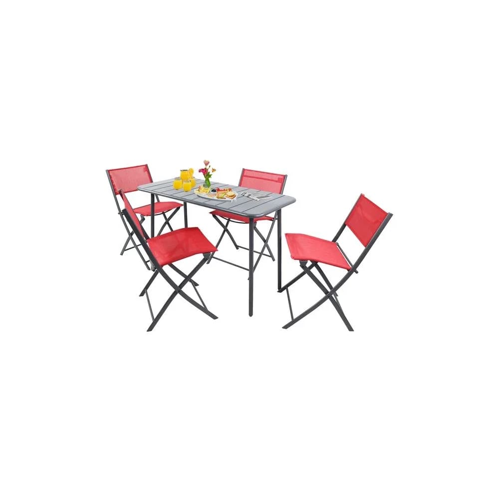VCM Gartenmöbel-Set Sumila Rot H. 79 x B. 110 x T. 55 cm