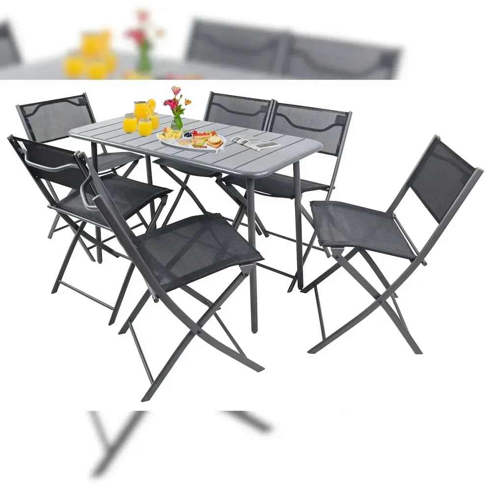 Gartenmöbel 7er-Set , schwarz , Maße (cm): B: 110 H: 72