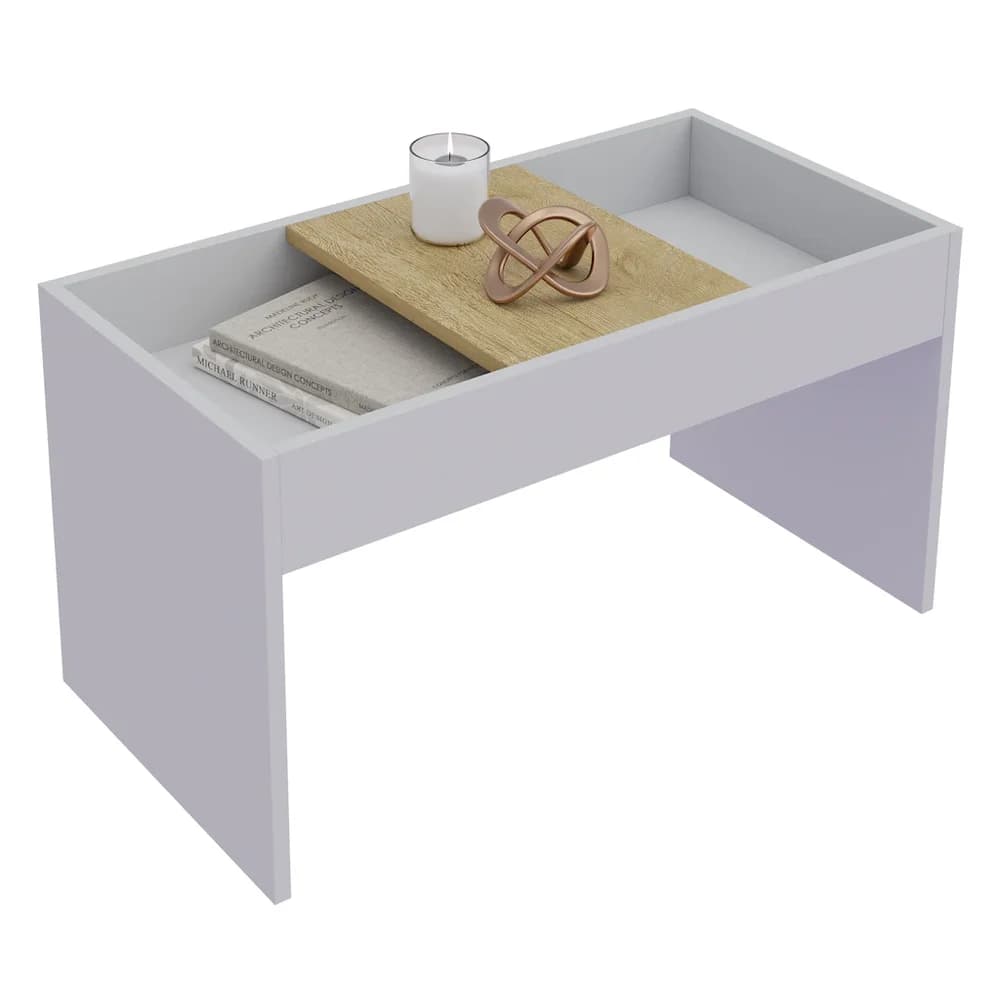 VCM Beistelltisch & Couchtisch Mantila Weiß / Honig-Eiche H. 39 x B. 71 x T. 36 cm