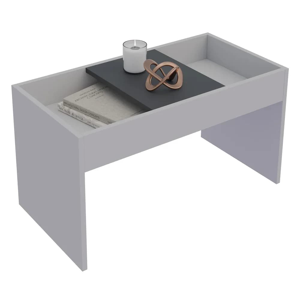 VCM Beistelltisch & Couchtisch Mantila Weiß / Anthrazit H. 39 x B. 71 x T. 36 cm