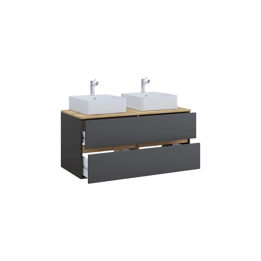 VCM Badmöbel Waschtisch Cosila Anthrazit / Honig-Eiche H. 51 x B. 111 x T. 51 cm