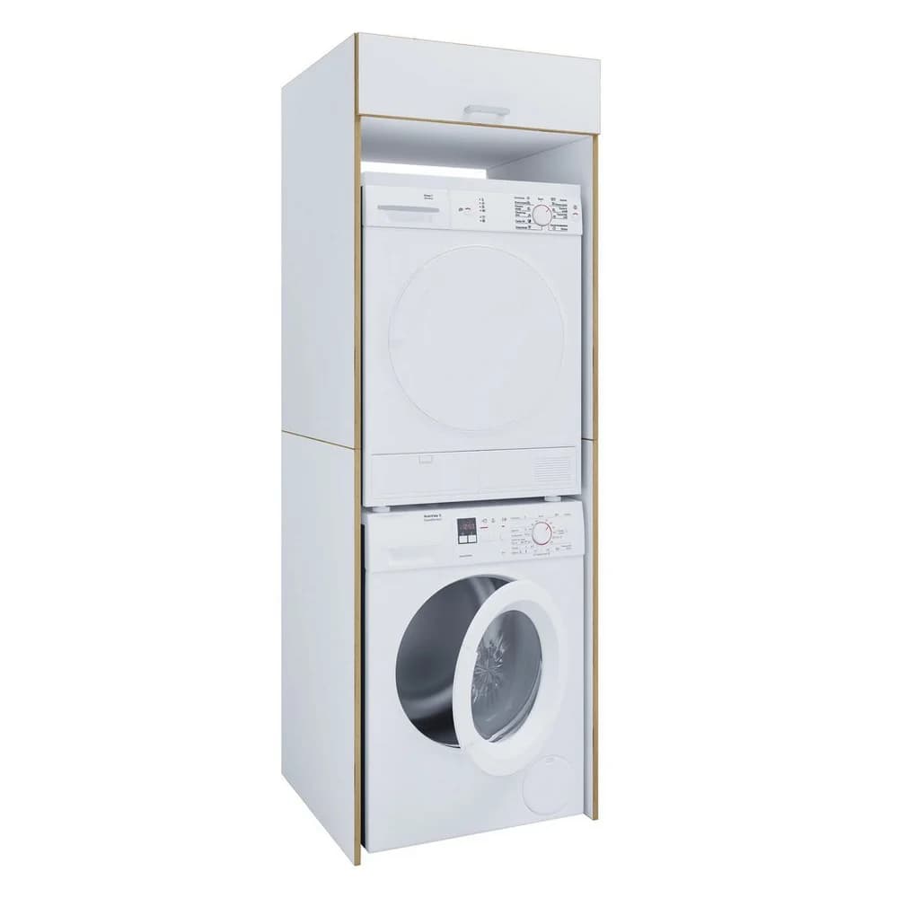 VCM Badmöbel Waschmaschinenschrank Rislo Weiß H. 200 x B. 67 x T. 68 cm