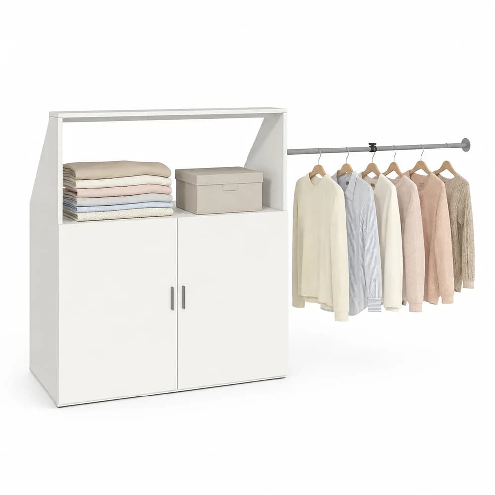 VCM Kleiderschrank für Dachschräge mit Kleiderstange & Stauraum Schrank für Schlafzimmer Dachboden - Dacho M