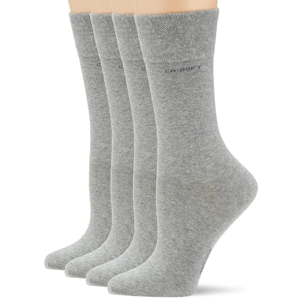 Camano Unisex Socken - Soft Socks, einfarbig, 4er Pack Grau / 39-42
