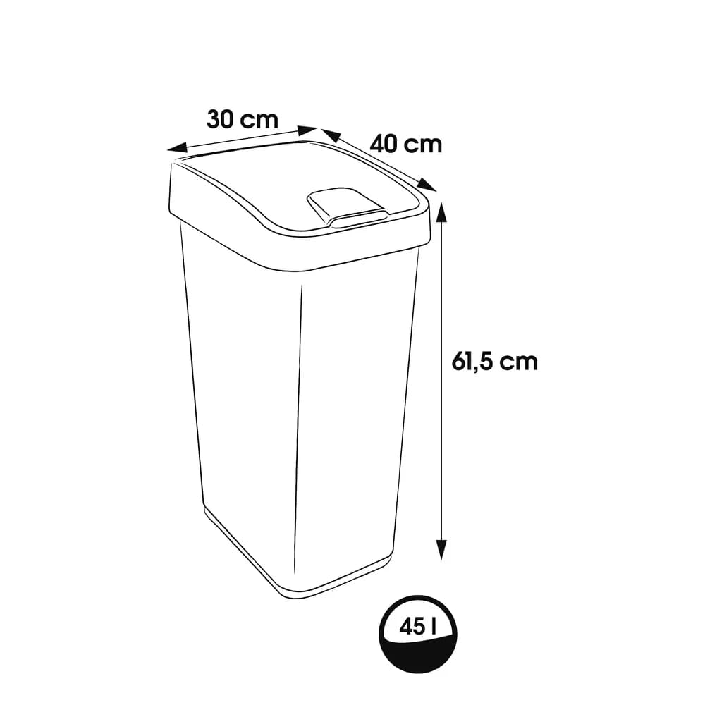 KEEEPER Mülleimer 45L mit Scharnierdeckel in Grau Kollektion Magne.