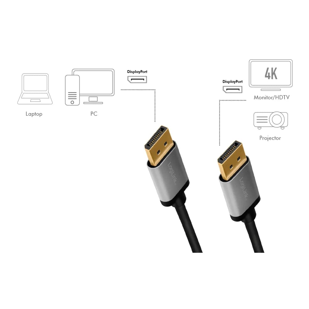 LOGILINK CDA0103 - DisplayPort 1.2 Kabel, 4K 60 Hz, 5,0 m