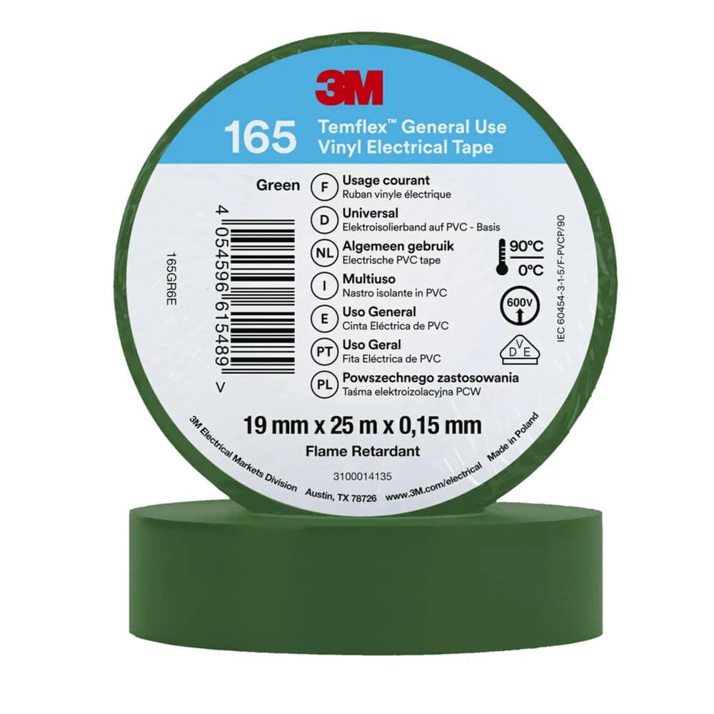 3M Vinyl-Isolierband Temflex 165 19mmx25m grün 0,15mm
