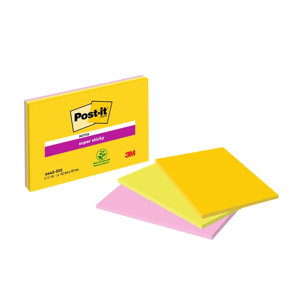 Post-it Haftnotiz Meeting Notes 6445-3SS-EU 101x152mm sort. 3x45Bl.