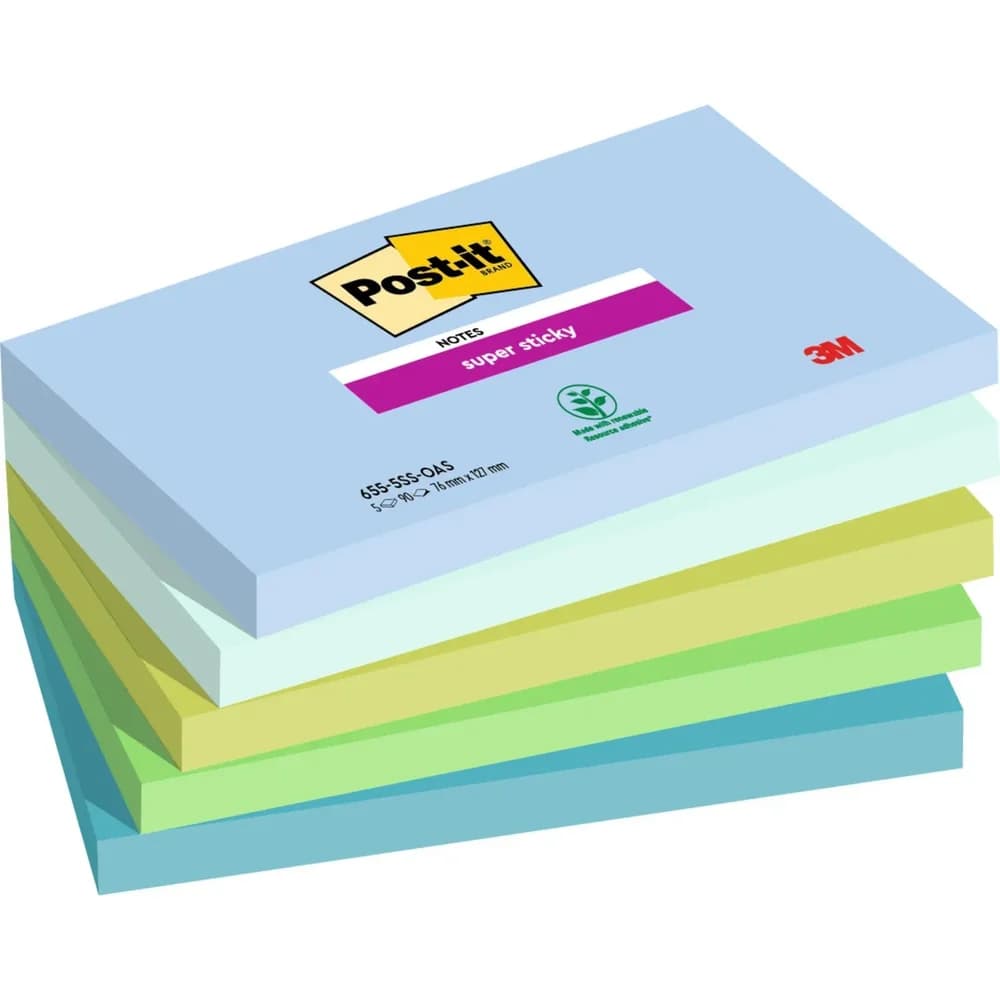 Post-it Notes Haftnotizblock Haftnotiz 655-5SS-OAS 127x76mm sortiert 5x90 Blatt