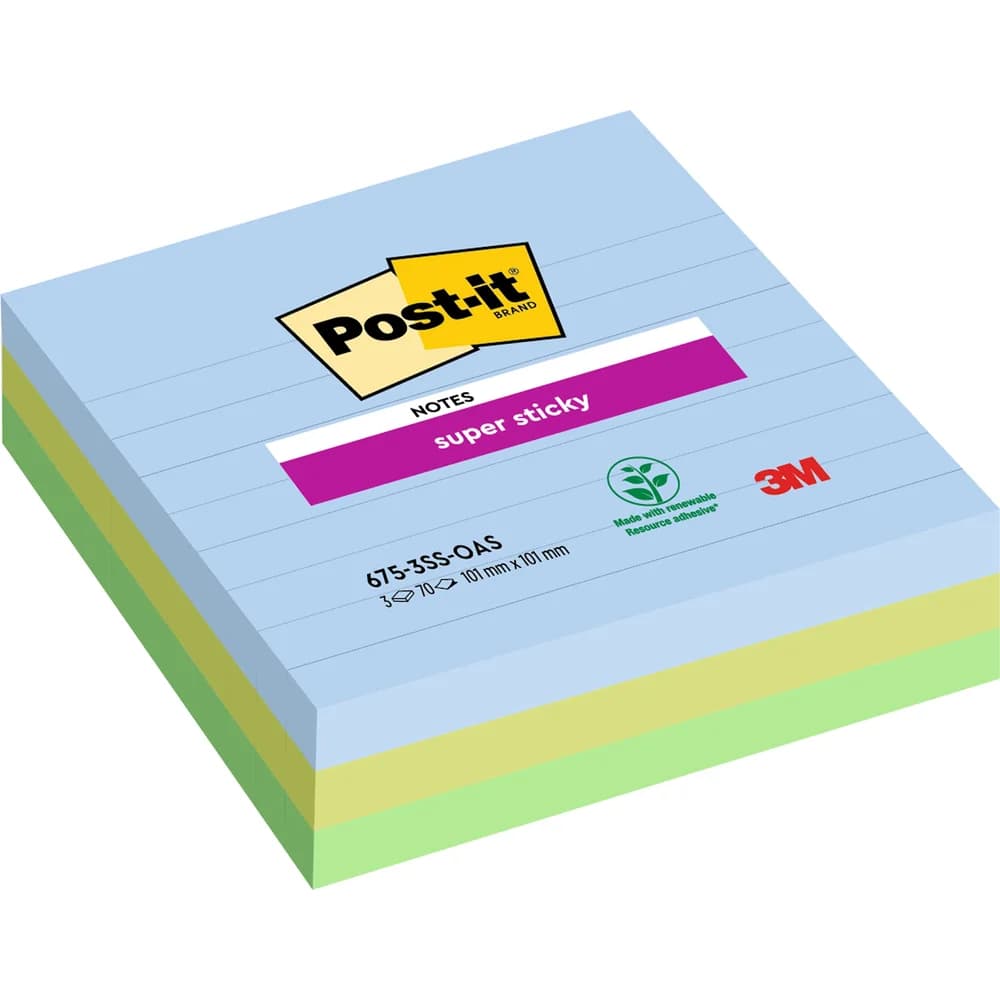Post-it Haftnotiz Super Sticky 675-3SS-OAS sortiert liniert 3 St.