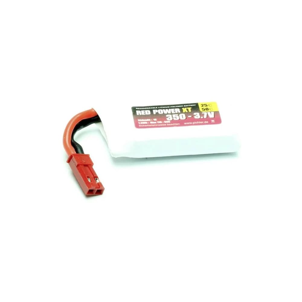 RED POWER LiPo Akku 350 mAh – 3,7 V 1S mit JST/BEC Stecker, 37 x 20 x 8mm