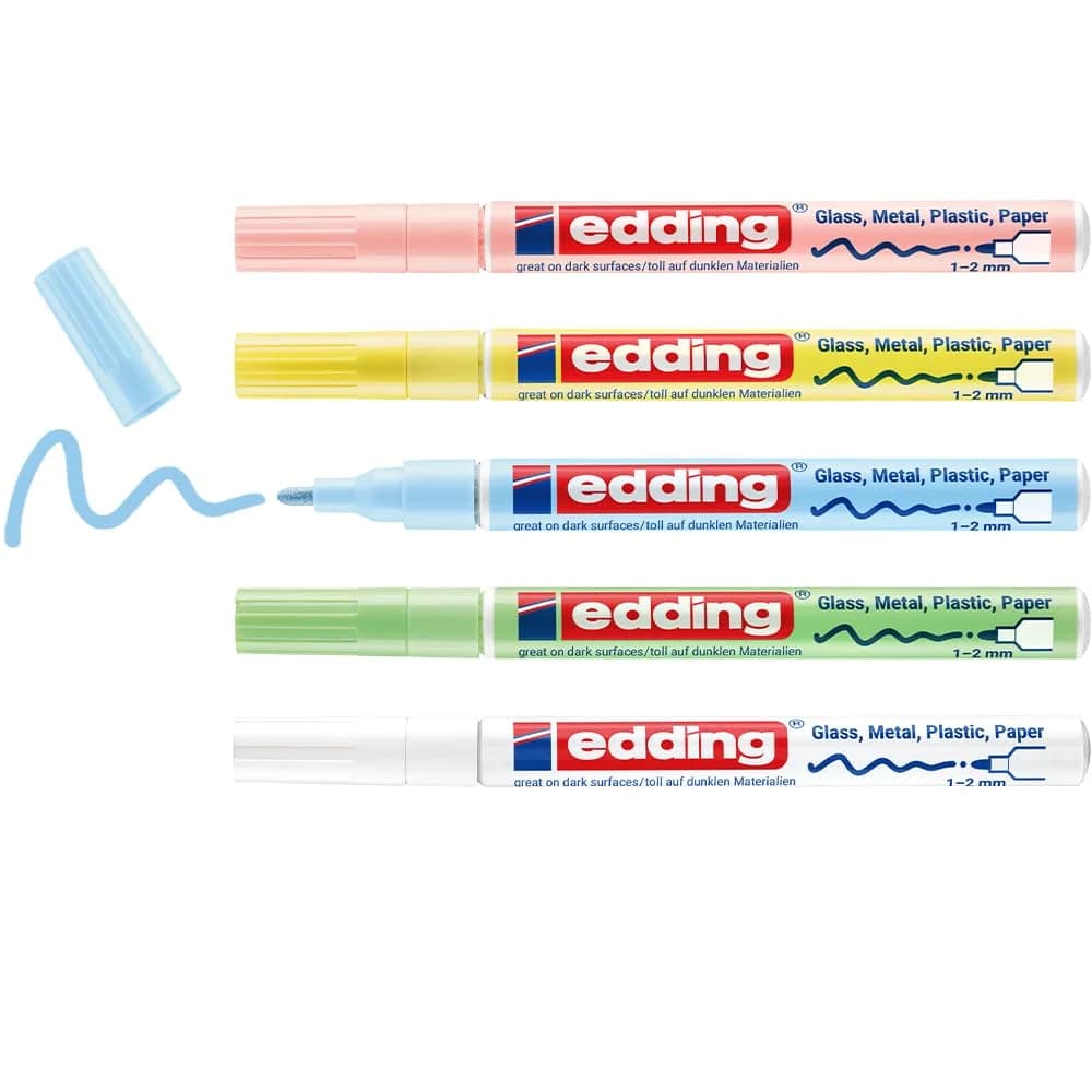 edding Lackmarker 751 Glanzlack-Marker Pastell, 5er-Set