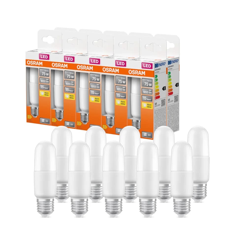 E27 LED Leuchtmittel 10W = 75W 1050lm 2700K Warmweiß 200° OSRAM STAR STICK