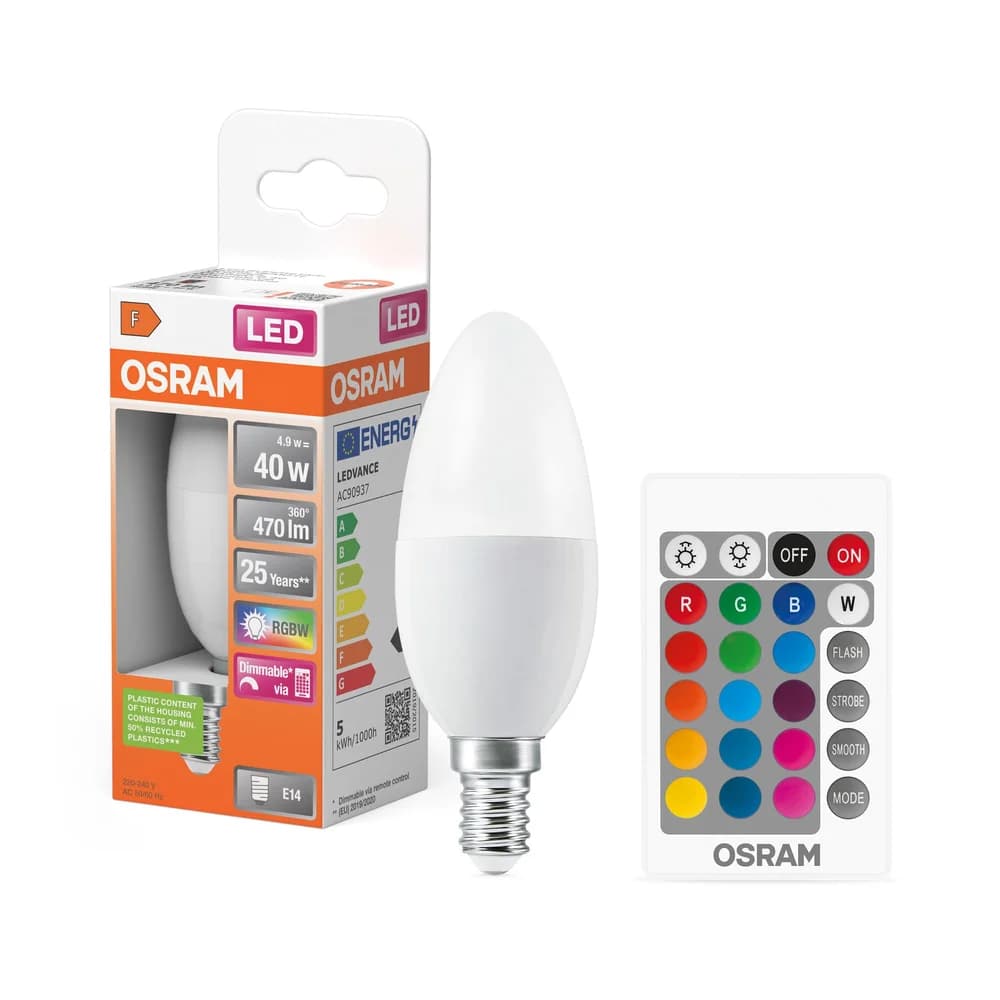 Osram STAR+, 4,9 W, 40 W, E14, 470 lm, 25000 h, Multi, Warmweiß