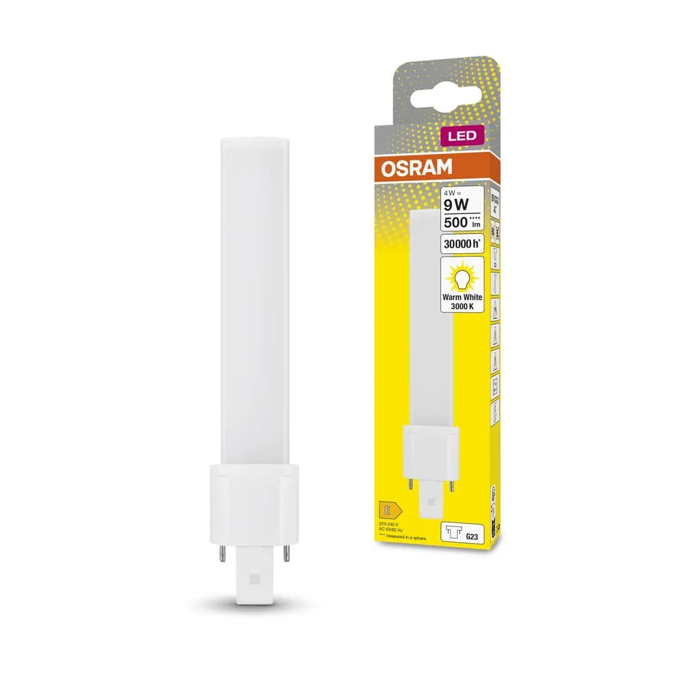 OSRAM DULUX S 9 LED 2Pin G23 Kompaktlampe 4W wie 9W 3000K warmweißes Licht EM (KVG/VVG/AC)