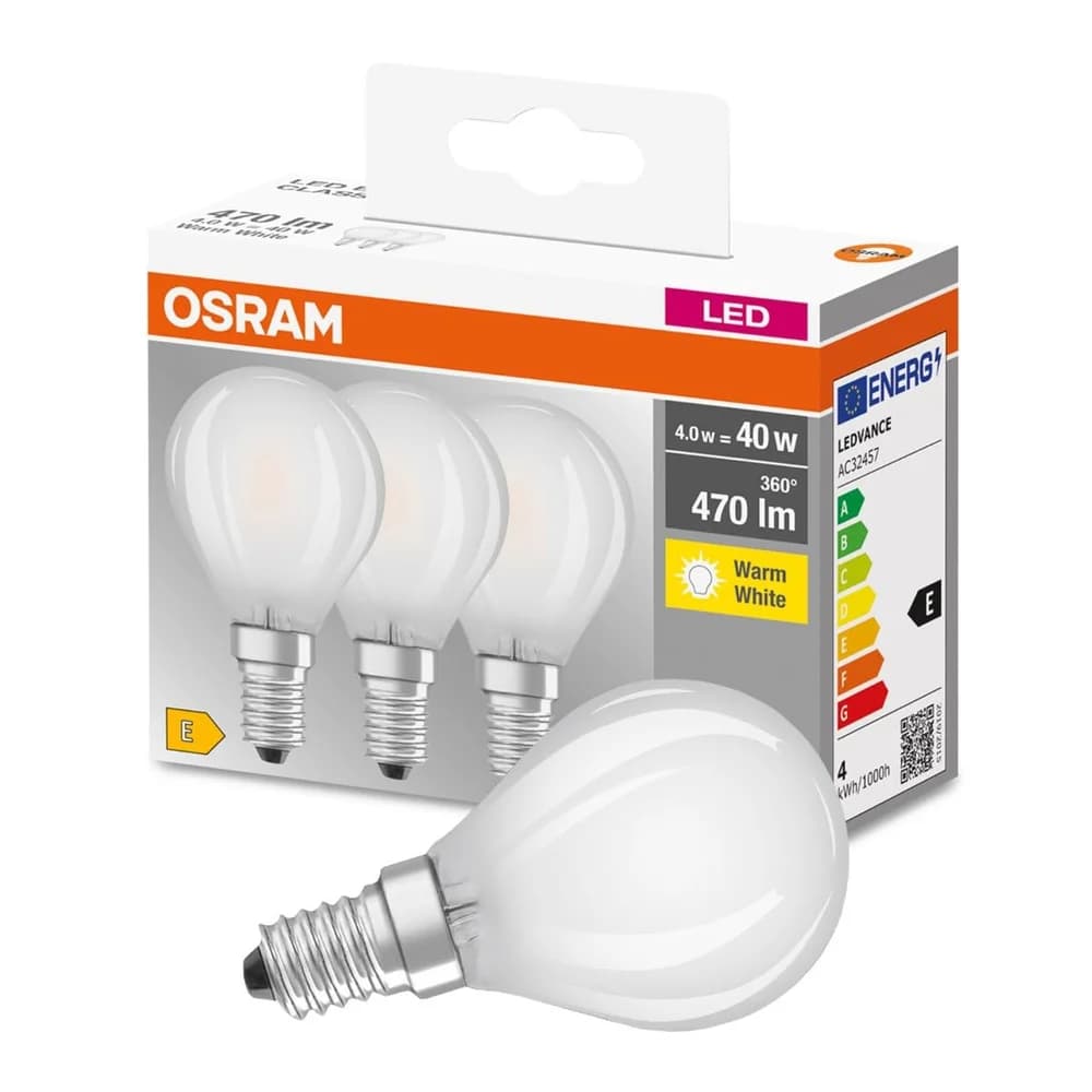3PAK LED-Lampe E14 P45 4W = 40W 470lm 2700K Warmweiß OSRAM Sockel