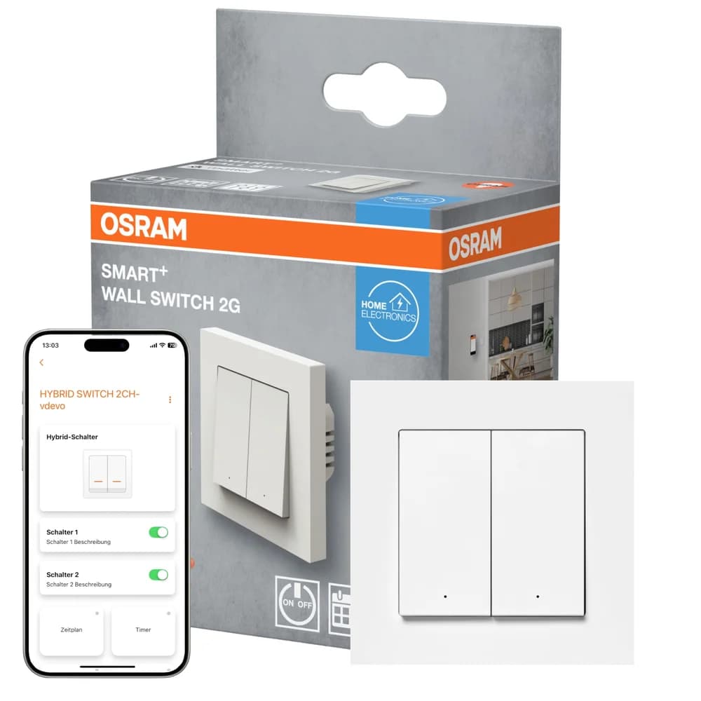 Osram Lichtschalter Osram SMART+ WiFi Matter Wandschalter 2G – Smarte Steuerung (1-St)