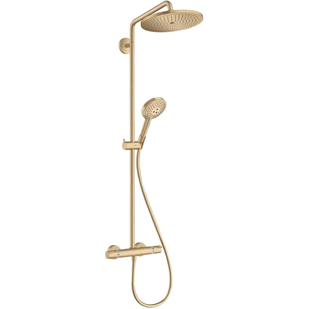 hansgrohe Croma Select S Showerpipe 26890140 mit Thermostat und Handbrause, brushed bronze
