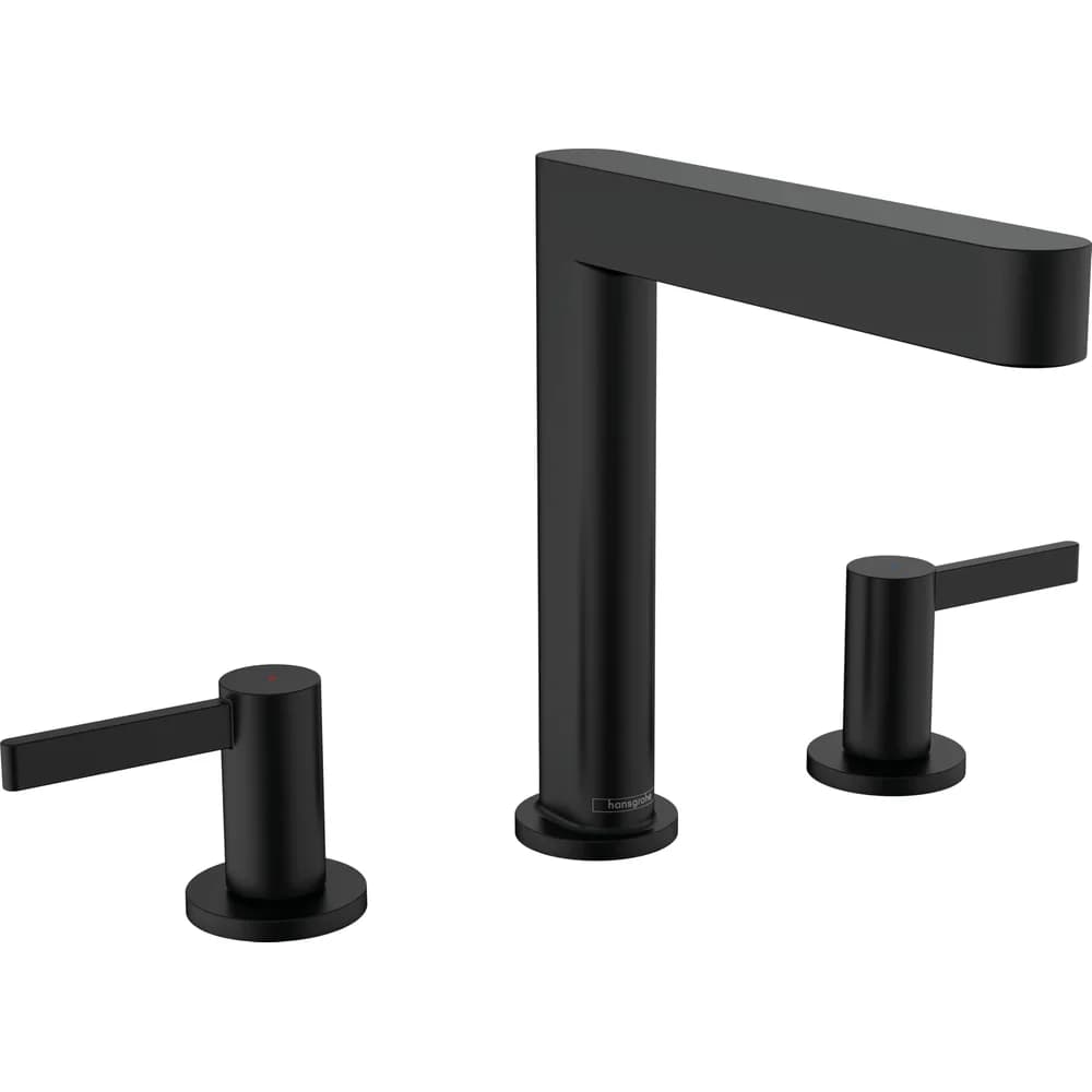 hansgrohe 3-Loch-Waschtischarmatur 160 Finoris m Push-Open-Ablaufgarnitur, schwarz matt