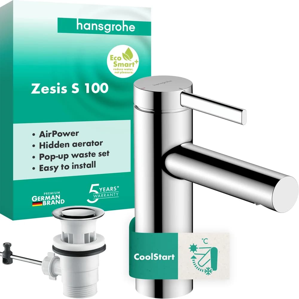 HANSGROHE WTM 100 Zesis S CoolStart mit Zugstangen-Ablaufgarnitur chrom