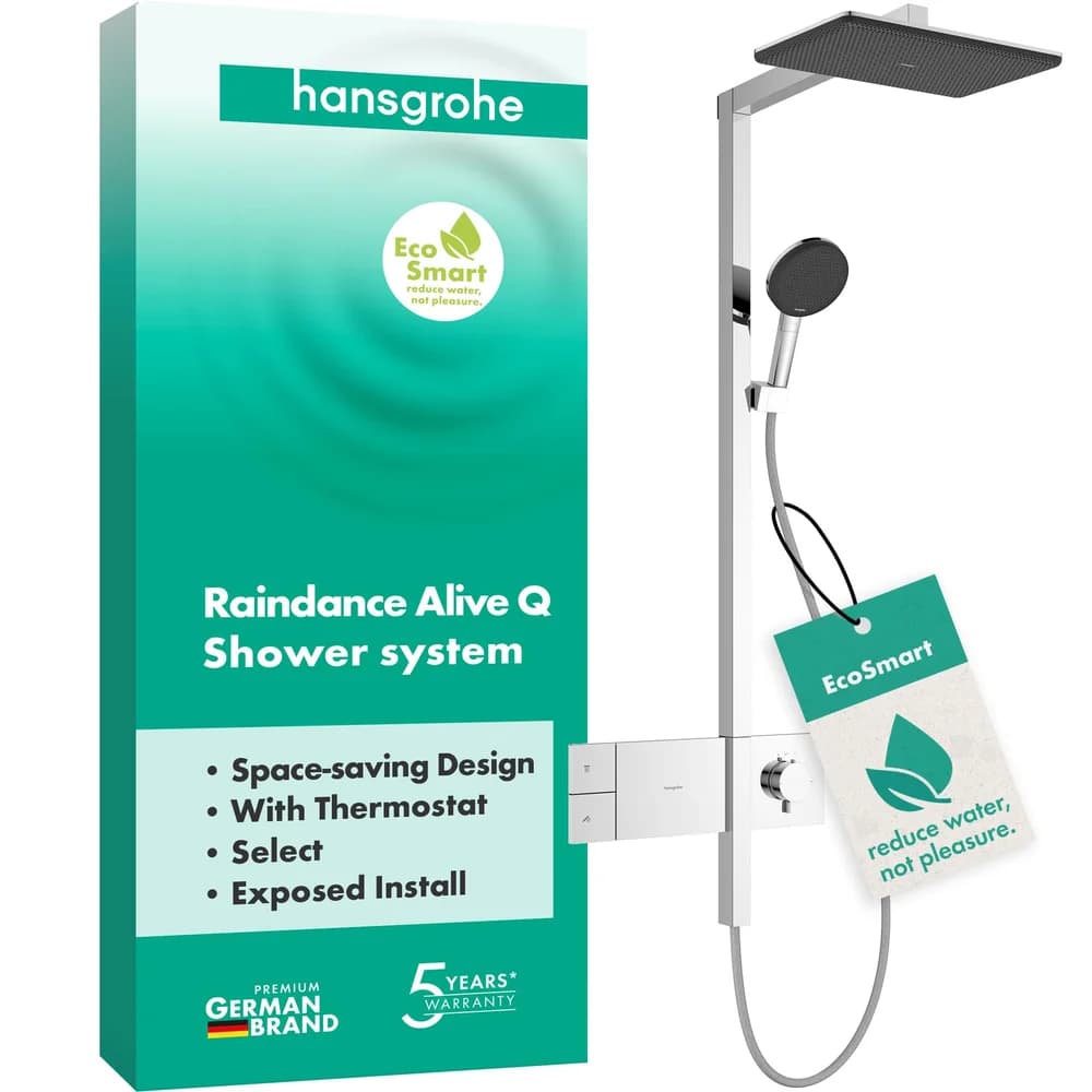 hansgrohe Showerpipe Raindance Alive Q 1jet, EcoSmart, 8 l/min, chrom