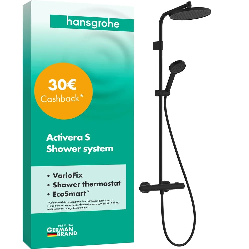 Hansgrohe Activera S Duschsystem mit Thermostatarmatur Matt Schwarz 28078670