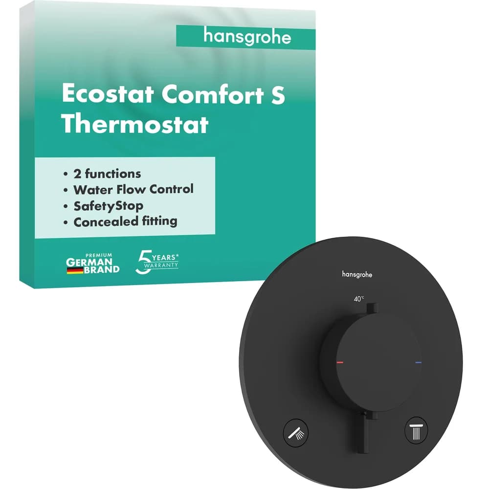 Hansgrohe Ecostat Comfort S Thermostat Unterputz, 2 Verbraucher, Mattschwarz