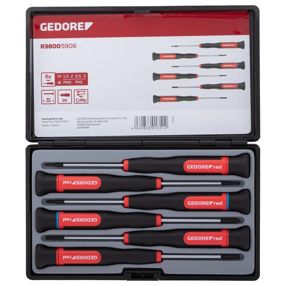 Gedore R38005906 2K-Elektronikschraubendreher-Satz PH+SL 6-teilig