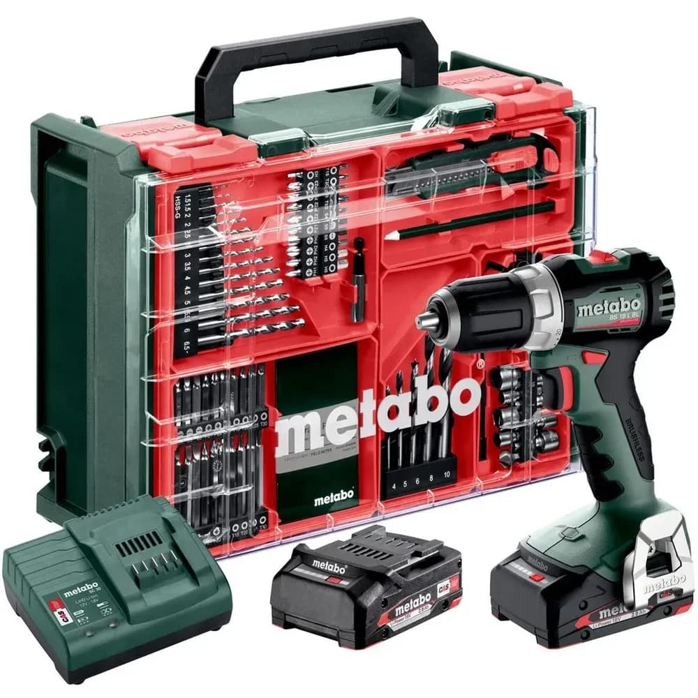 Metabo Akku Bohrschrauber BS 18 L BL Set Mobile Werkstatt 18 V + 2x2,0 Ah Akkus