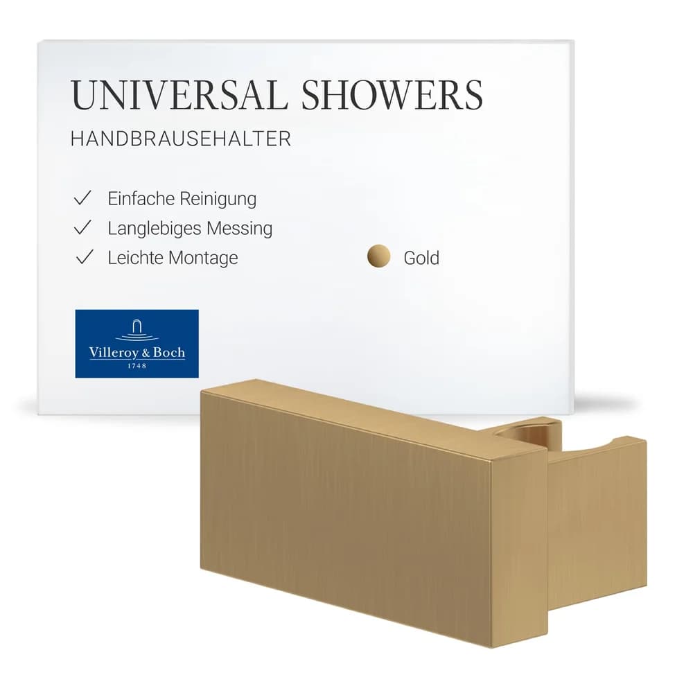 Villeroy & Boch Universal Showers Handbrausehalter TVC00045900076 eckig, Wandmontage, brushed gold