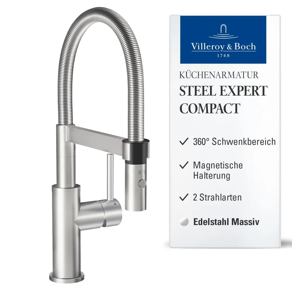 Villeroy & Boch, Küchenarmatur, Steel Expert Compact Küchenarmatur, aus Edelstahl