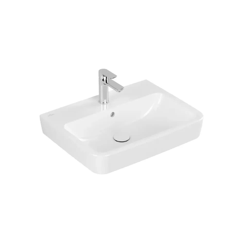 Villeroy & Boch Waschbecken O.novo 600x460mm Eckig 1HL. mit Überlauf Weiß Alpin CeramicPlus, 4A4160R 4A4160R1