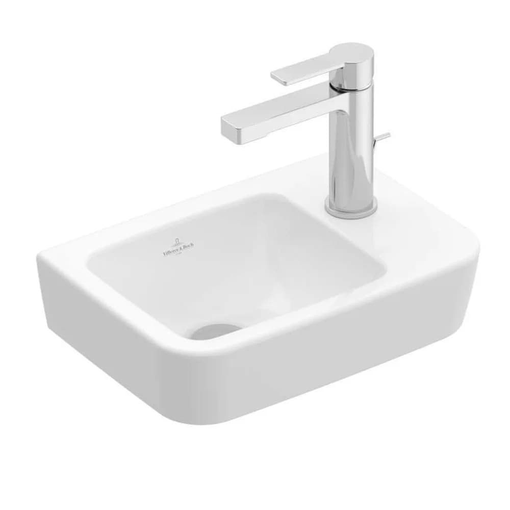 Villeroy & Boch Handwaschbecken Compact O.novo 360x250mm Eckig BP li 1HL. o. ÜL. Weiß Alpin, 4343370 43433701