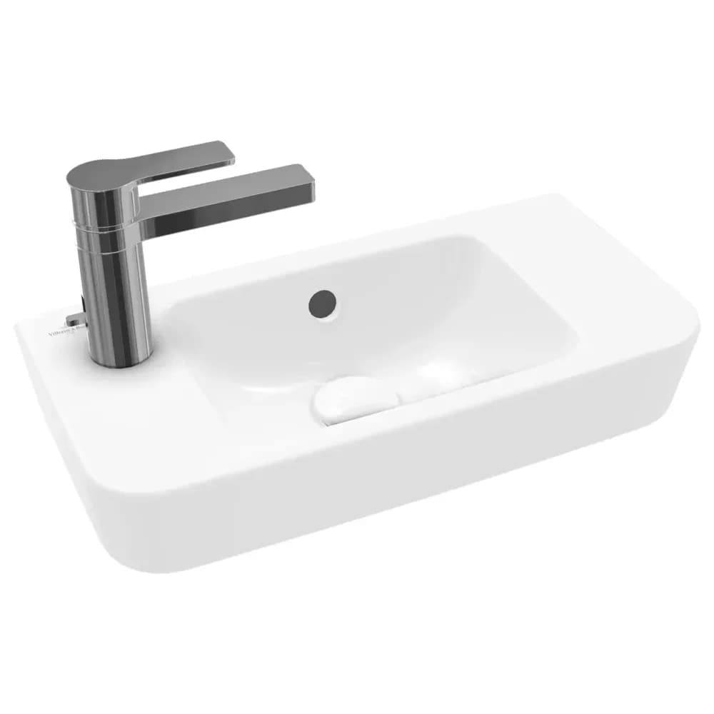 Villeroy & Boch Handwaschbecken Compact O.novo 500x250mm Eckig 1HL. li m. ÜL. Weiß Alpin, 4342L501 4342L501