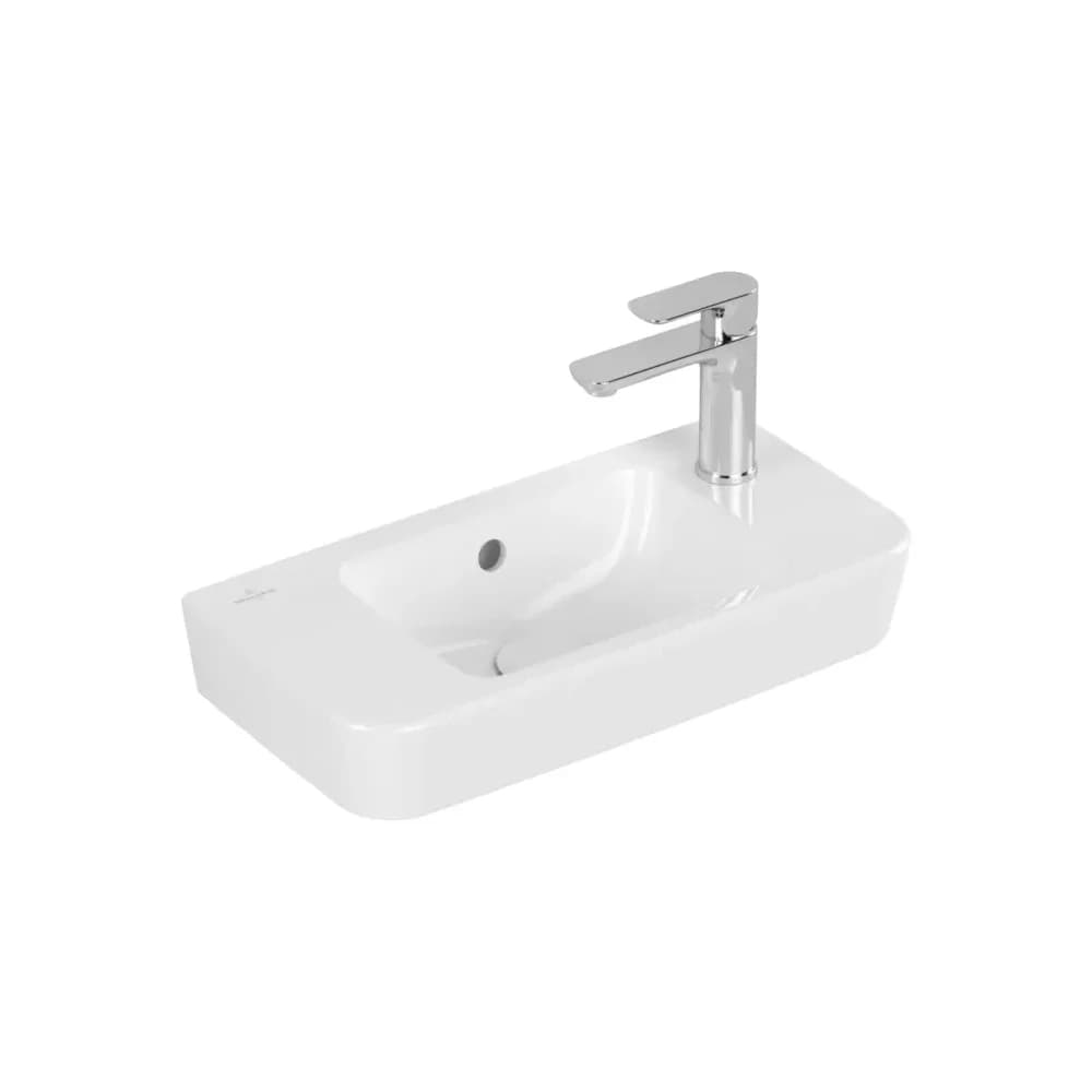 Villeroy & Boch Handwaschbecken Compact O.novo 500x250mm Eckig 1HL. re m. ÜL. Weiß Alpin, 4342R501 4342R501
