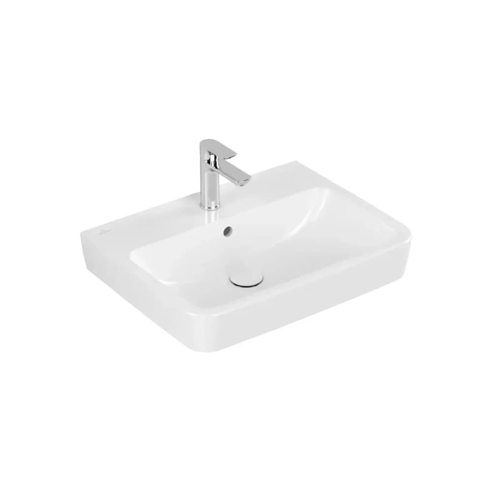 Villeroy & Boch Waschbecken O.novo 600x460mm Eckig 1HL. m. ÜL. geschliffen Weiß Alpin cplus, 4A416GR 4A416GR1