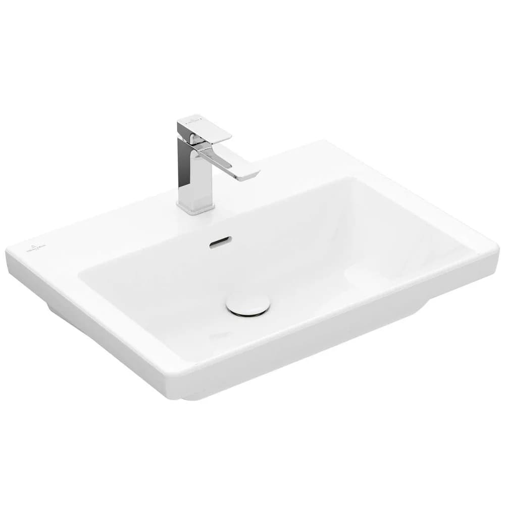 VB Waschbecken Subway 3.0 650x470mm Rechteck 1HL. mit Überlauf Weiß Alpin
