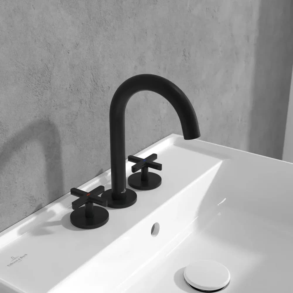 Villeroy & Boch Dreiloch-Waschtischarmatur Loop & Friends, 60x177x225mm, Matt Black