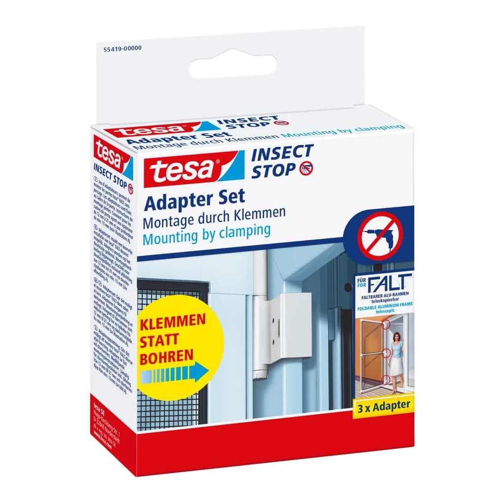 tesa Klemmscharnier für Fliegengitter Insect Stop Falt Adapter Set weiß