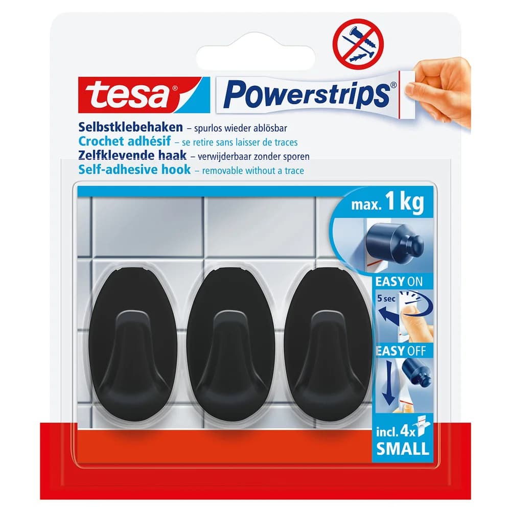 Tesa-58275 Powerstrips Haken, klein, oval