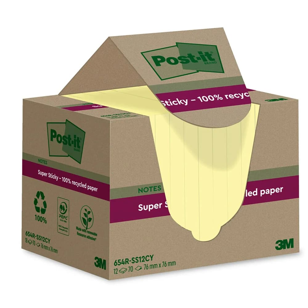 Post-it Haftnotiz Super Sticky Recycling 654 RSS12CY ge 12 St.